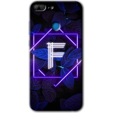 Gramaphone Honor 9 Lite Kılıf Hd Desen Baskılı Arka Kapak + Esnek Nano Cam - Dark Neon Yaprak F Harfi