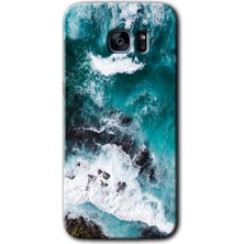 Galaxy S7 Edge Kılıf Hd Desen Baskılı Arka Kapak + Esnek Nano Cam - Deniz Kıyısı