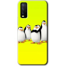Vivo Y20 Kılıf Hd Desen Baskılı Arka Kapak + Esnek Nano Cam - Penguenler