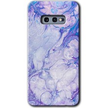 Galaxy S10E Kılıf Hd Desen Baskılı Arka Kapak + Kırılmaz Cam - Spots Lilac