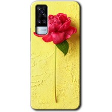 Vivo Y51A Kılıf Hd Desen Baskılı Arka Kapak + Kırılmaz Cam - Kırmızı Gül