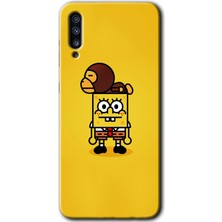 Galaxy A50 Kılıf Hd Desen Baskılı Arka Kapak + Esnek Nano Cam - Sünger Bob