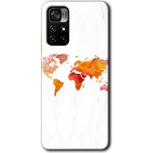 Gramaphone Redmi Note 11T Kılıf Hd Desen Baskılı Arka Kapak + Kırılmaz Cam - Dünya Haritası