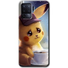 Oppo Reno 5 Lite Kılıf Hd Desen Baskılı Arka Kapak + Esnek Nano Cam - Üzgün Pikaçu