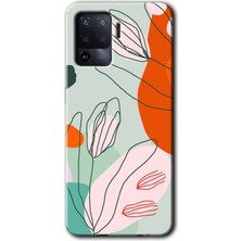 Oppo Reno 5 Lite Kılıf Hd Desen Baskılı Arka Kapak + Esnek Nano Cam - Vektör Çiçekler