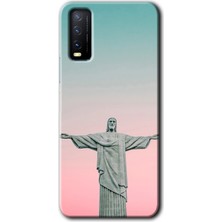 Vivo Y20 Kılıf Hd Desen Baskılı Arka Kapak + Kırılmaz Cam - Rio