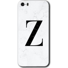 iPhone 5s Kılıf Hd Desen Baskılı Arka Kapak - Beyaz Mermer Desenli Z Harfi