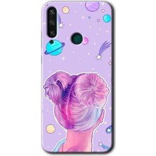 Huawei Y6P Kılıf Hd Desen Baskılı Arka Kapak + Kırılmaz Cam - Uzaylı Kız