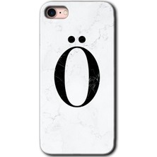 Gramaphone Apple iPhone Se 2022 Kılıf Hd Desen Baskılı Arka Kapak + Kırılmaz Cam - Beyaz Mermer Desenli Ö Harfi