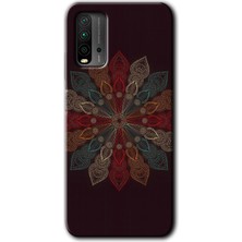 Redmi 9t Kılıf Hd Desen Baskılı Arka Kapak - Mandala Flower Wal