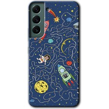 Galaxy S22 Plus Kılıf Hd Desen Baskılı Arka Kapak + Esnek Nano Cam - Kedi Galaksi