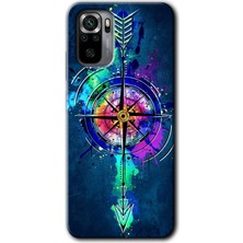 Redmi Note 10 Kılıf Hd Desen Baskılı Arka Kapak + Kırılmaz Cam - Gizemli Pusula