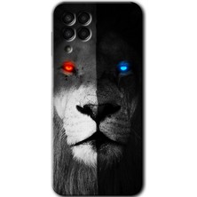 Galaxy M33 Kılıf Hd Desen Baskılı Arka Kapak + Esnek Nano Cam - Fire And Ice Lion
