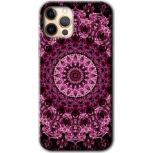 iPhone 12 Pro Kılıf Hd Desen Baskılı Arka Kapak + Kırılmaz Cam - Mandala Patterns Kaleidoscope