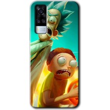 Vivo Y51 Kılıf Hd Desen Baskılı Arka Kapak + Kırılmaz Cam - Rick Morty