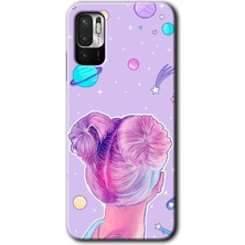 Redmi Note 10 5g Kılıf Hd Desen Baskılı Arka Kapak + Esnek Nano Cam - Uzaylı Kız