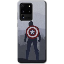 Galaxy S20 Ultra Kılıf Hd Desen Baskılı Arka Kapak + Esnek Nano Cam - Captain Avenger