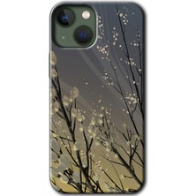 iPhone 13 Kılıf Hd Desen Baskılı Arka Kapak + Esnek Nano Cam - Branches Flowers