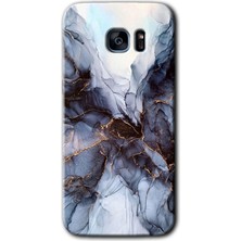 Galaxy S7 Edge Kılıf Hd Desen Baskılı Arka Kapak + Kırılmaz Cam - Otantik Mermer