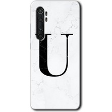 Gramaphone Xiaomi Mi Note 10 Lite Kılıf Hd Desen Baskılı Arka Kapak - Beyaz Mermer Desenli U Harfi