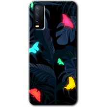 Gramaphone Vivo Y20 Kılıf Hd Desen Baskılı Arka Kapak + Kırılmaz Cam - Lighter Butterfly