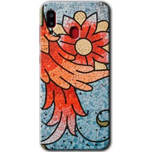 Gramaphone Galaxy A20 Kılıf Hd Desen Baskılı Arka Kapak + Kırılmaz Cam - Mozaik Çiçek