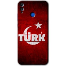 Gramaphone Honor 8x Kılıf Hd Desen Baskılı Arka Kapak + Kırılmaz Cam - Ayyıldız Türk