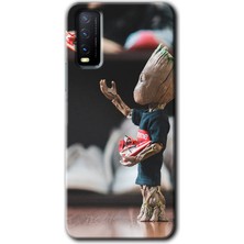 Gramaphone Vivo Y20S Kılıf Hd Desen Baskılı Arka Kapak + Kırılmaz Cam - I Am Groot