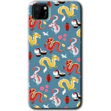 Gramaphone Huawei Y5P Kılıf Hd Desen Baskılı Arka Kapak + Kırılmaz Cam - Funky Dragon