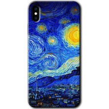 Gramaphone Apple iPhone x Kılıf Hd Desen Baskılı Arka Kapak + Esnek Nano Cam - Starry Night