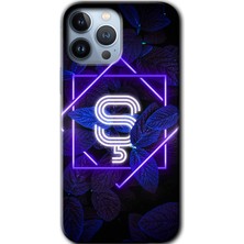 Gramaphone Apple iPhone 13 Pro Kılıf Hd Desen Baskılı Arka Kapak + Esnek Nano Cam - Dark Neon Yaprak Ş Harfi