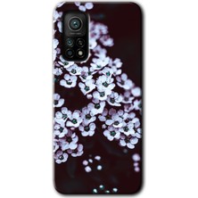 Gramaphone Xiaomi Mi 10T Kılıf Hd Desen Baskılı Arka Kapak + Esnek Nano Cam - Beyaz Çiçek