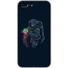 iPhone 7 Plus Kılıf Hd Desen Baskılı Arka Kapak + Kırılmaz Cam - Astronot Kıyafeti