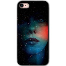 iPhone 7 Kılıf Hd Desen Baskılı Arka Kapak + Kırılmaz Cam - Karanlık Kadın