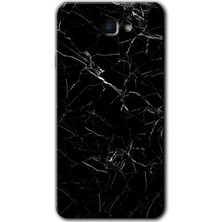 Galaxy J7 Prime Kılıf Hd Desen Baskılı Arka Kapak + Kırılmaz Cam - Siyah Mermer