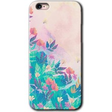 iPhone 6s Plus Kılıf Hd Desen Baskılı Arka Kapak + Kırılmaz Cam - Çizim Yapraklar
