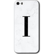 Gramaphone Apple iPhone 5s Kılıf Hd Desen Baskılı Arka Kapak - Beyaz Mermer Desenli I Harfi