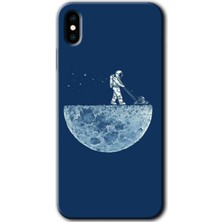 Gramaphone Apple iPhone x Kılıf Hd Desen Baskılı Arka Kapak + Kırılmaz Cam - Uzay Işçisi