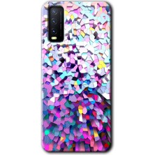 Gramaphone Vivo Y11S Kılıf Hd Desen Baskılı Arka Kapak + Esnek Nano Cam - Mosaic Fragments Colorfull