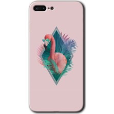 iPhone 7 Plus Kılıf Hd Desen Baskılı Arka Kapak + Kırılmaz Cam - Flamingo
