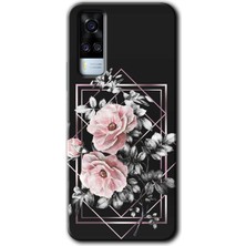 Vivo Y53S Kılıf Hd Desen Baskılı Arka Kapak + Kırılmaz Cam - Retro Çiçek 1