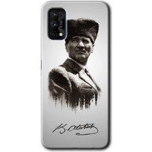 Realme 7 Pro Kılıf Hd Desen Baskılı Arka Kapak + Esnek Nano Cam - Mustafa Kemal Atatürk