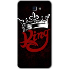 Galaxy J7 Prime Kılıf Hd Desen Baskılı Arka Kapak + Kırılmaz Cam - King