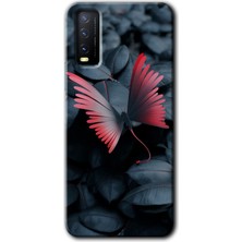 Gramaphone Vivo Y20S Kılıf Hd Desen Baskılı Arka Kapak + Esnek Nano Cam - Dark Butterfly