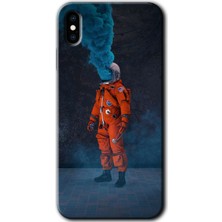 iPhone Xs Kılıf Hd Desen Baskılı Arka Kapak - Smoke Astronot