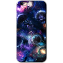 Gramaphone Apple iPhone 6s Kılıf Hd Desen Baskılı Arka Kapak + Esnek Nano Cam - Gezegen Karışımı
