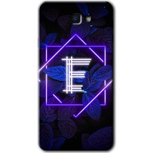 Gramaphone Galaxy J7 Prime 2 Kılıf Hd Desen Baskılı Arka Kapak + Kırılmaz Cam - Dark Neon Yaprak E Harfi