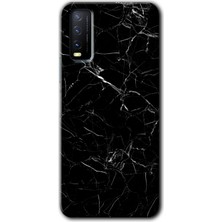 Gramaphone Vivo Y20S Kılıf Hd Desen Baskılı Arka Kapak - Siyah Mermer
