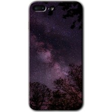 iPhone 7 Plus Kılıf Hd Desen Baskılı Arka Kapak + Kırılmaz Cam - Gece Galaksi