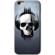 iPhone 6s Plus Kılıf Hd Desen Baskılı Arka Kapak + Kırılmaz Cam - Müzik Kurukafa